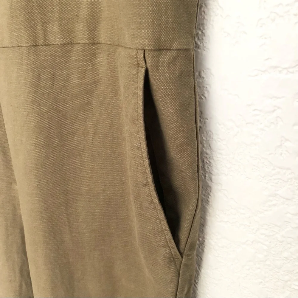 Eileen Fisher Cotton Hemp Stretch Zip Up Jumpsuit Olive Green XXS